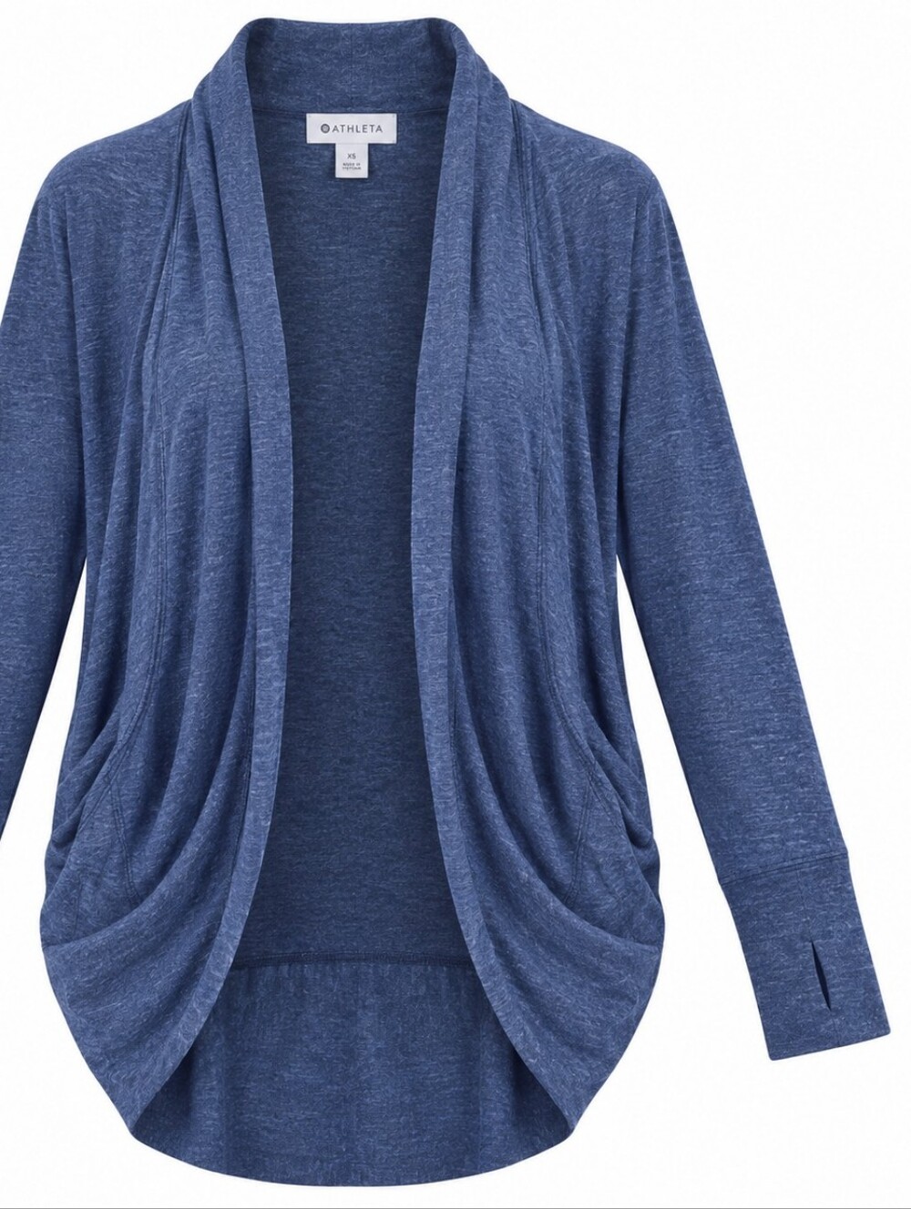 ATHLETA | Luxe Pose Wrap Heather Navy Blue Cocoon Cardigan Thumbholes | XS